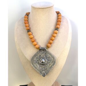 Vintage Artisan made Tibetan Style Medallion Necklace